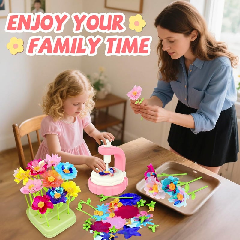 NICK NACK 185pcs DIY Fabric Flower Bouquet Craft Kits for Kids Ages 3-12, STEM Educational Arts and Crafts Handmade Flower Making Kit Toy for Toddler Girls 3 4 5 6 7 8 9 10 11 12 Years Birthdays Christmas Gift - Image 3